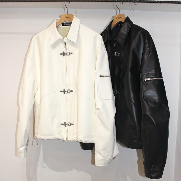 【新着】Cuirs（キュイー）メンズジャケット　ファイヤーバックルクロップレザージャケット　新作デザイン｜渋谷Cuirs【通販】