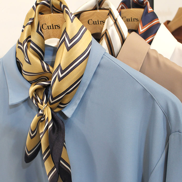 新着】Cuirs（キュイー）メンズスカーフ リング付きストライプサラサラ
