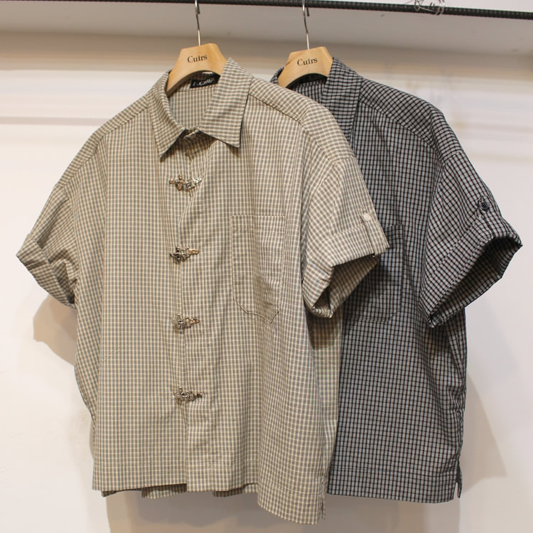 【新着】Cuirs（キュイー）メンズシャツ　ファイヤーバックルクロップチェックシャツ　新作デザイン｜渋谷Cuirs【通販】