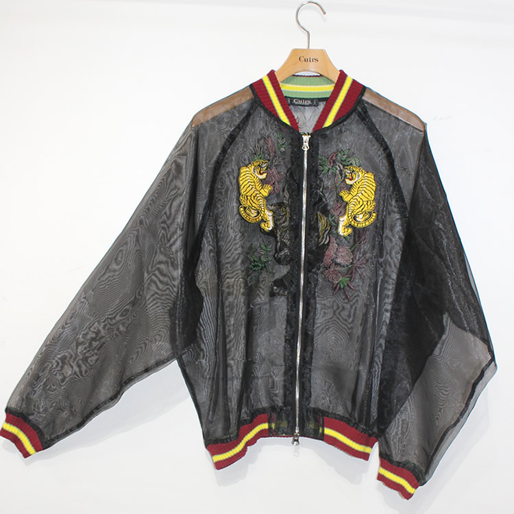 【新着】Cuirs（キュイー）メンズブルゾン　オーガンジータイガー刺繍スカジャンブルゾン　新作デザイン｜渋谷Cuirs【通販】