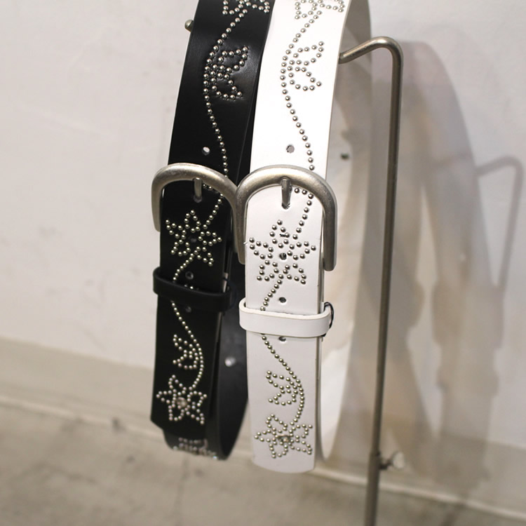 【新着】Cuirs（キュイー）メンズベルト　フラワースタッズウエスタンベルト　新作デザイン｜渋谷Cuirs【通販】