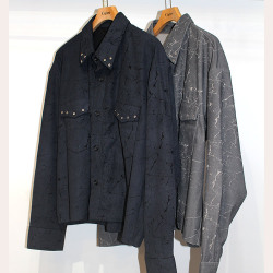 【新着】Cuirs（キュイー）メンズシャツ　アンティーク風クロップスタッズシャツジャケット　新作デザイン｜渋谷Cuirs【通販】