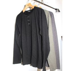 【新着】Cuirs（キュイー）メンズTシャツ　スラブフックヘンリーネックTシャツ　　新作デザイン｜渋谷Cuirs【通販】
