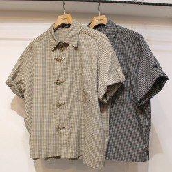【新着】Cuirs（キュイー）メンズシャツ　ファイヤーバックルクロップチェックシャツ　新作デザイン｜渋谷Cuirs【通販】