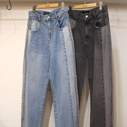 【新着】Cuirs（キュイー）メンズデニムパンツ　ロングワイド切り替えデニムパンツ　新作デザイン｜渋谷Cuirs【通販】