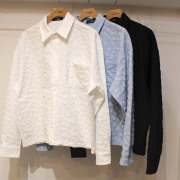 【新着】Cuirs（キュイー）メンズシャツ　フラワーエンボスクロップシャツ　新作デザイン｜渋谷Cuirs【通販】