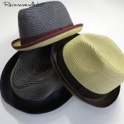 【￥1000均一】Cuirs（キュイー）メンズハット　2トーンステッチ入りストローハット　新作モデル
