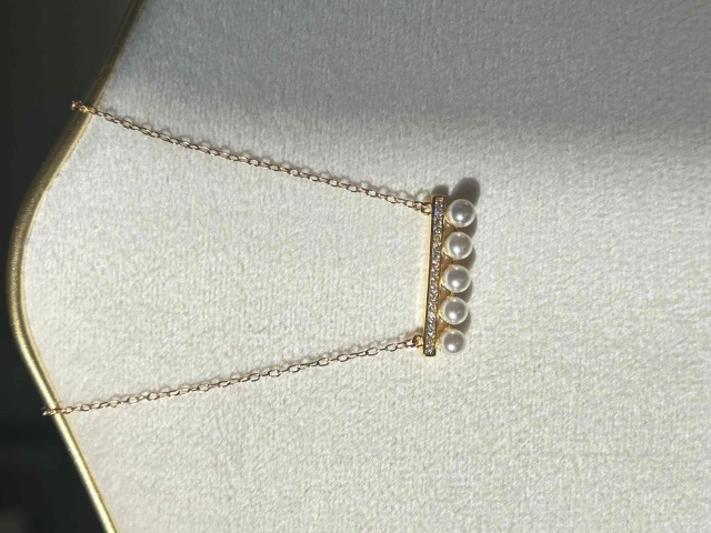 【数量限定】 小粒５パールの華奢チェーンネックレス