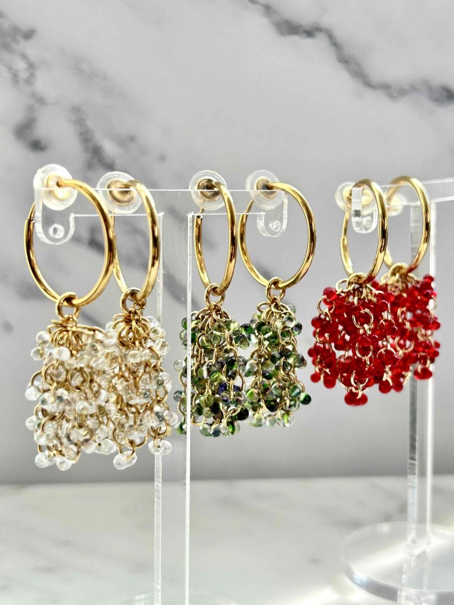 (限定カラーレッド登場) ピアスみたいに見えるイヤリング KIRARI WATERFALL