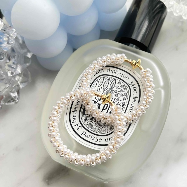 華奢フープのALLパールイヤリング