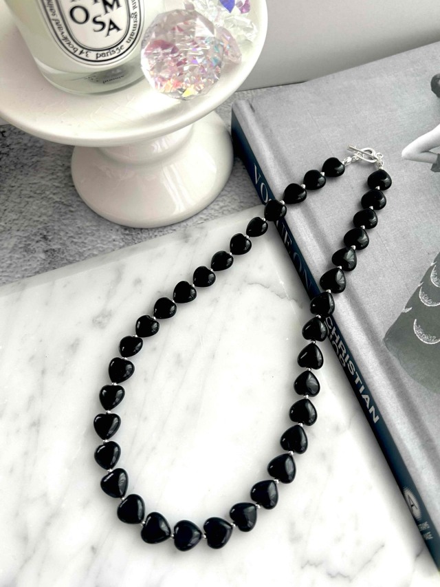 【ALUM+】SV925 Black Heart Onyx Necklace