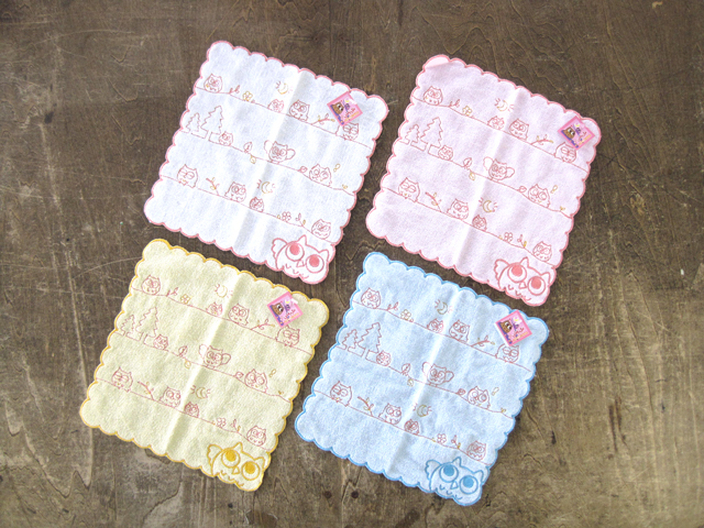 刺繍ハンカチタオル フクロウ