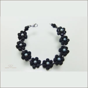 マテリアルセット　ブラックスピネルとパールのブレスレット