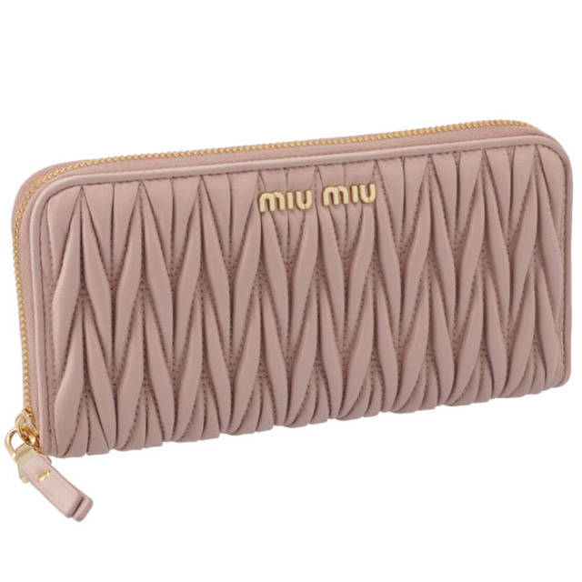 ミュウミュウ／miumiu 長財布 財布 ウォレット レディース 女性 女性用レザー 革 本革 グレー 灰色  5ML506 MADRAS ST.ANIMA ACCIAIO レオパード柄 小銭入れあり ラウンドジップ ラウンドファスナー