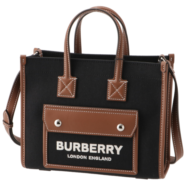 バーバリー BURBERRY トートバッグ ミニ ツートン キャンバス&レザー