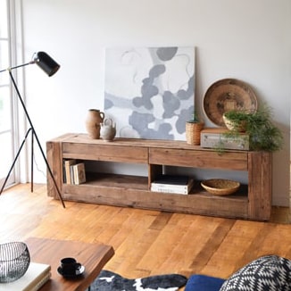 無垢古材リメイクTV台
