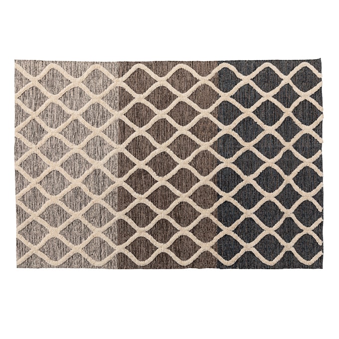 グレー系の波柄コットンラグ 170X230