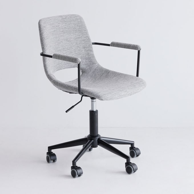 キャスター付きアームチェア　グレー