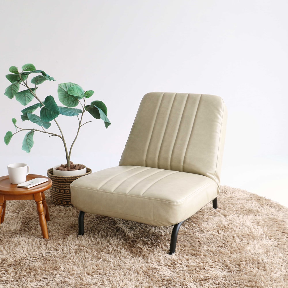 一人掛けソファ白　リクライニング