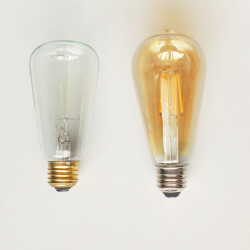 レトロ白熱電球とLED電球　未点灯
