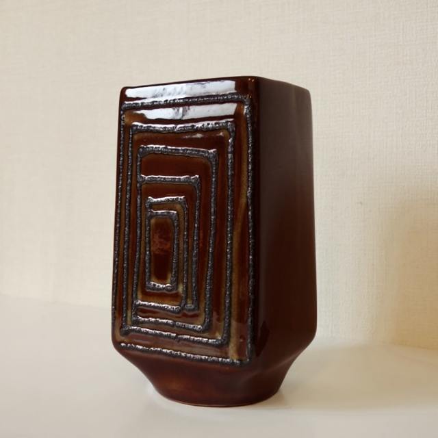 ドイツ製ビンテージ花瓶　茶色