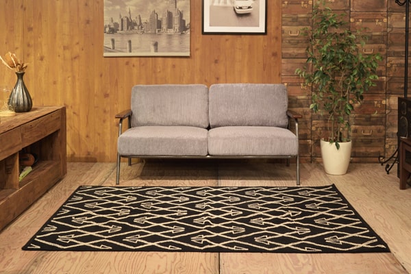 シックなグレーのコーデュロイ2人掛けソファ