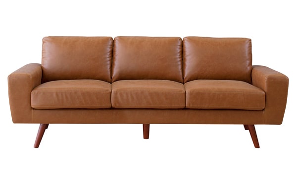 茶色いレザーソファ　3人掛け