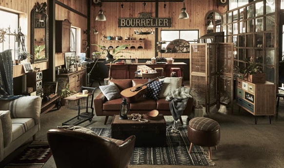 茶色いソフトレザーソファ