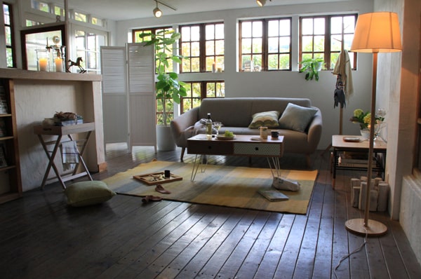 天然木3連パーテーション　ホワイト