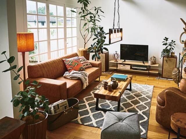 波柄のコットンラグ　130X190