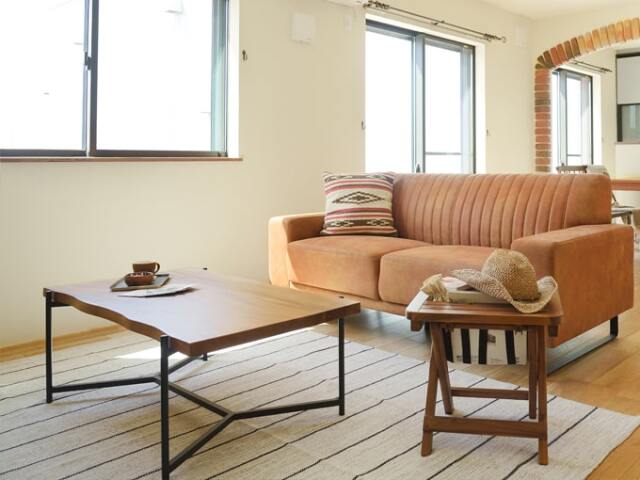 白いストライプ柄センターラグ