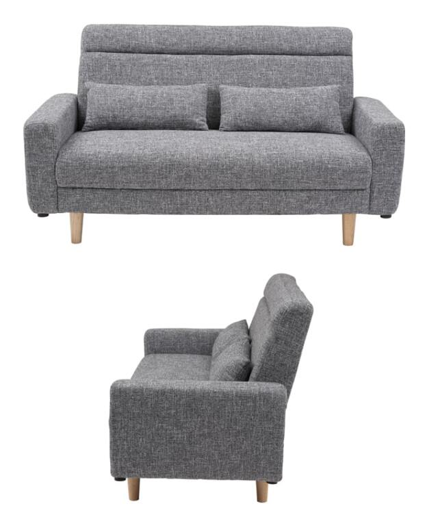 グレーファブリックの2人掛けソファ