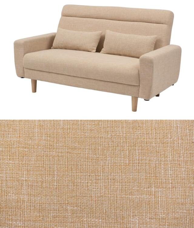 ファブリック２人掛けソファ　ベージュ