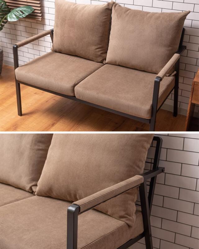 コーデュロイの2人掛けソファ