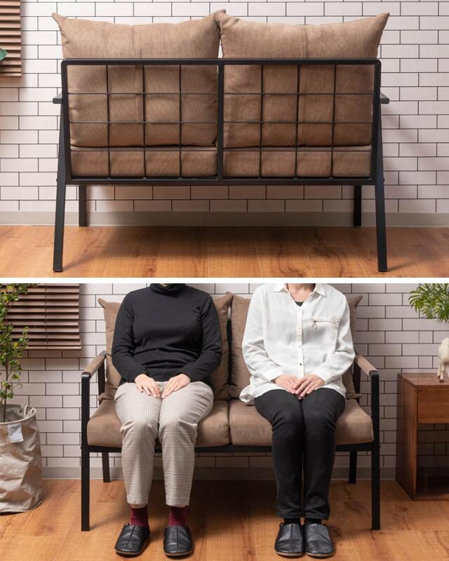 鉄脚2人掛けソファ後ろ面