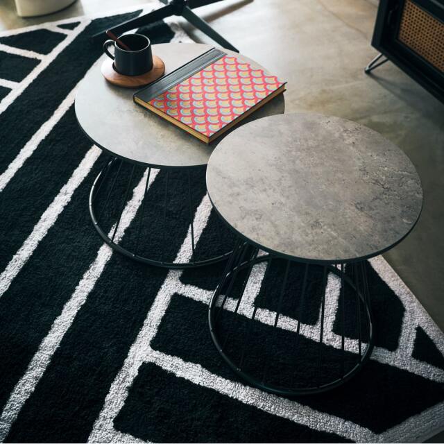 白黒ラグマット　130X190