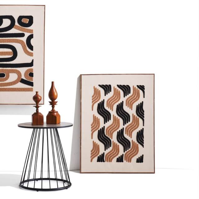 レトロモダンなアートパネル　黒ブラウン