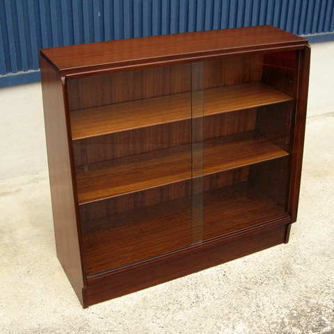 ビンテージ木製ガラス棚