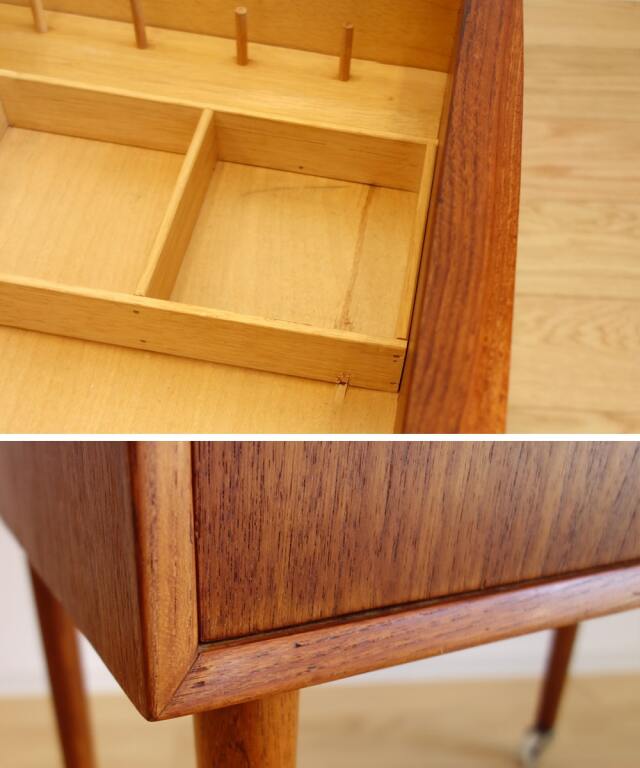 ヴィンテージひきだし付きソーイングワゴン　状態