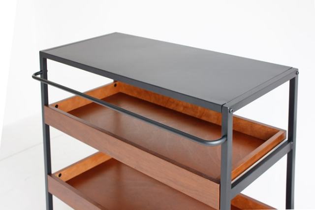 黒鉄脚ワゴンシェルフ　ラック付き