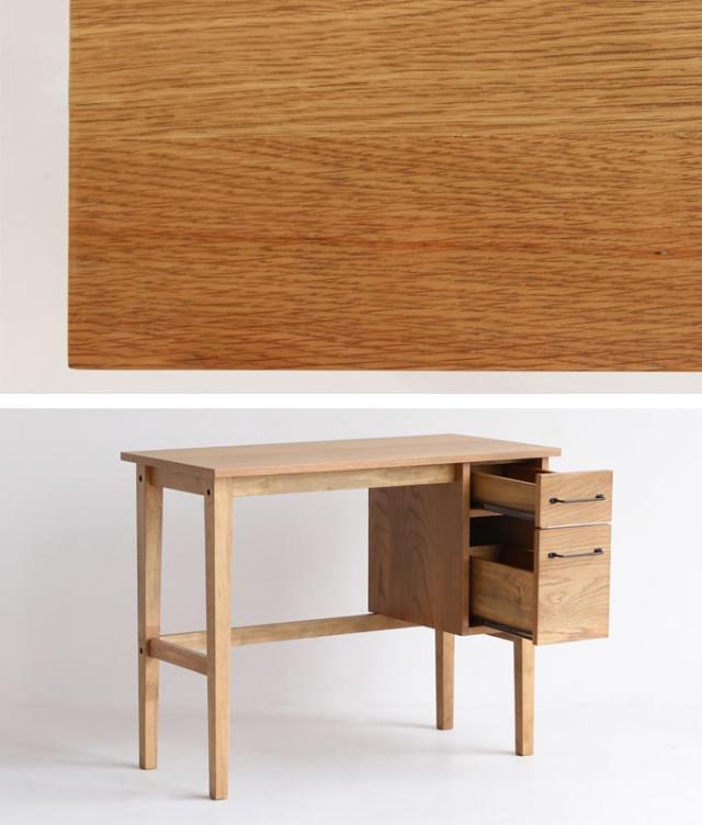 オーク材デスク天板とひきだし