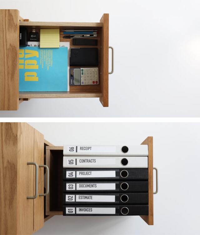 オーク材デスク幅120キャビネット付｜北欧家具通販アンバーデザイン