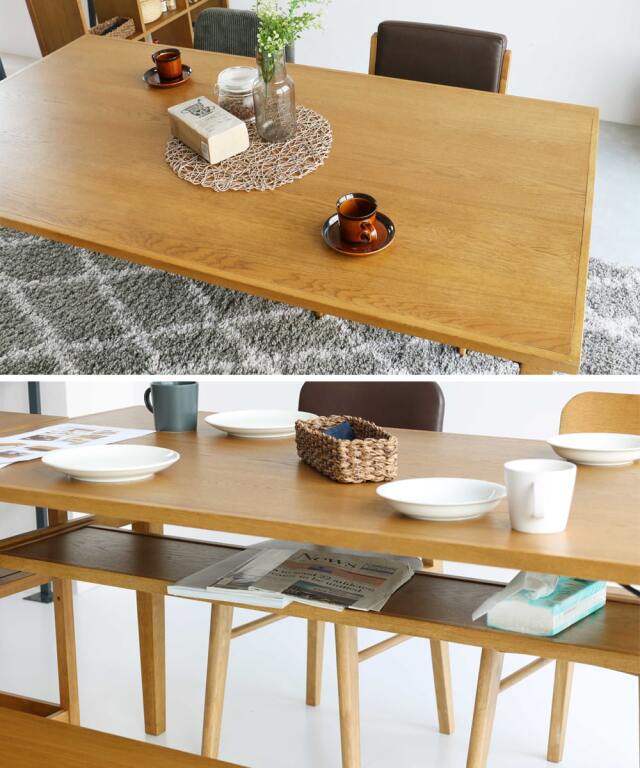 ダイニングテーブル下に棚付き