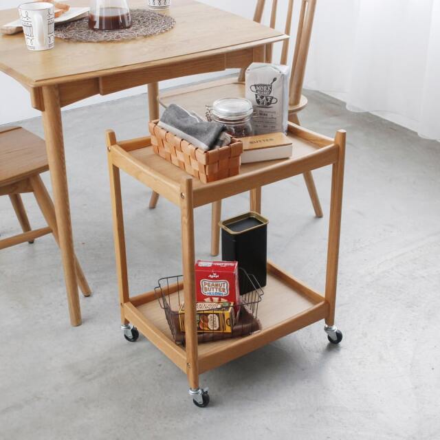 オーク材キッチンワゴン｜北欧家具通販アンバーデザイン