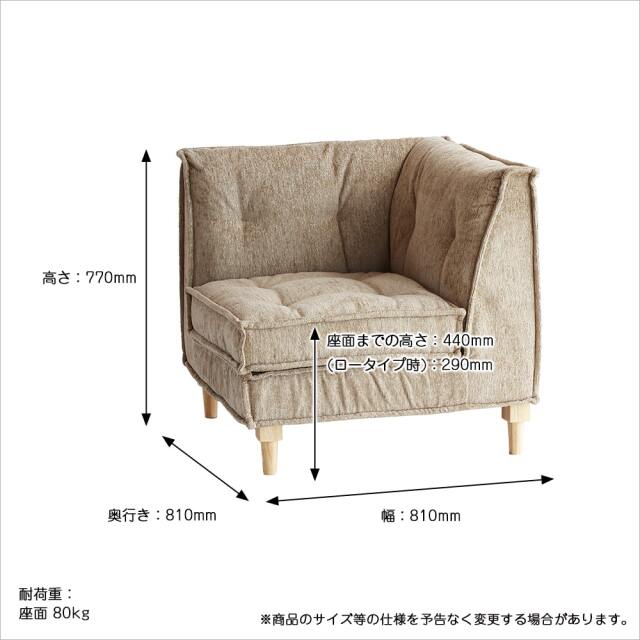 コーナーソファ　サイズ詳細