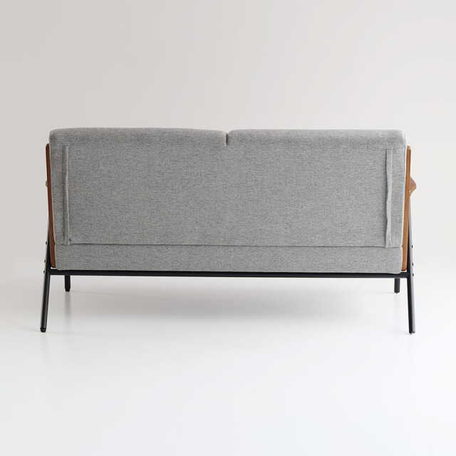 グレーファブリックの鉄脚２人掛けソファ後ろ面