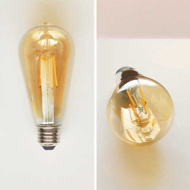 レトロな琥珀色のLEDエジソン電球