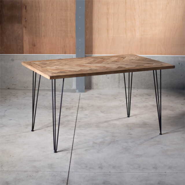 古材ダイニングテーブル ヘリンボーン