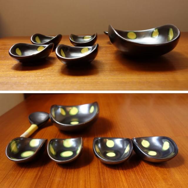 ヴィンテージのお皿5個とスプーンのセット