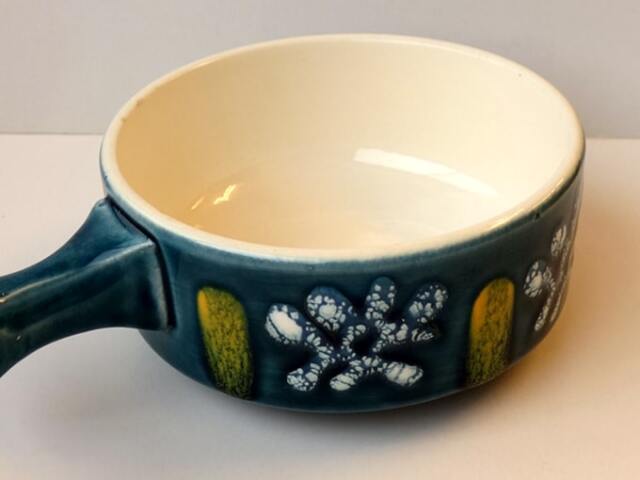 ヴィンテージ陶器ソースボウル　ブルー